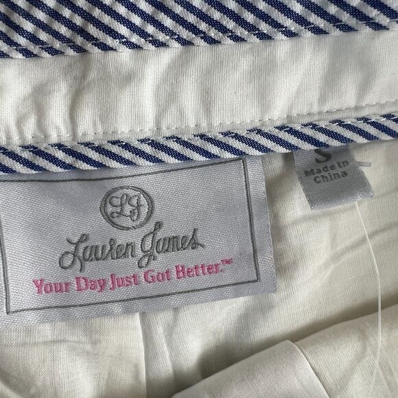 Lauren James Women's Scalloped Hem Poplin Shorts White Size S - New With Tags - Picture 4 of 12